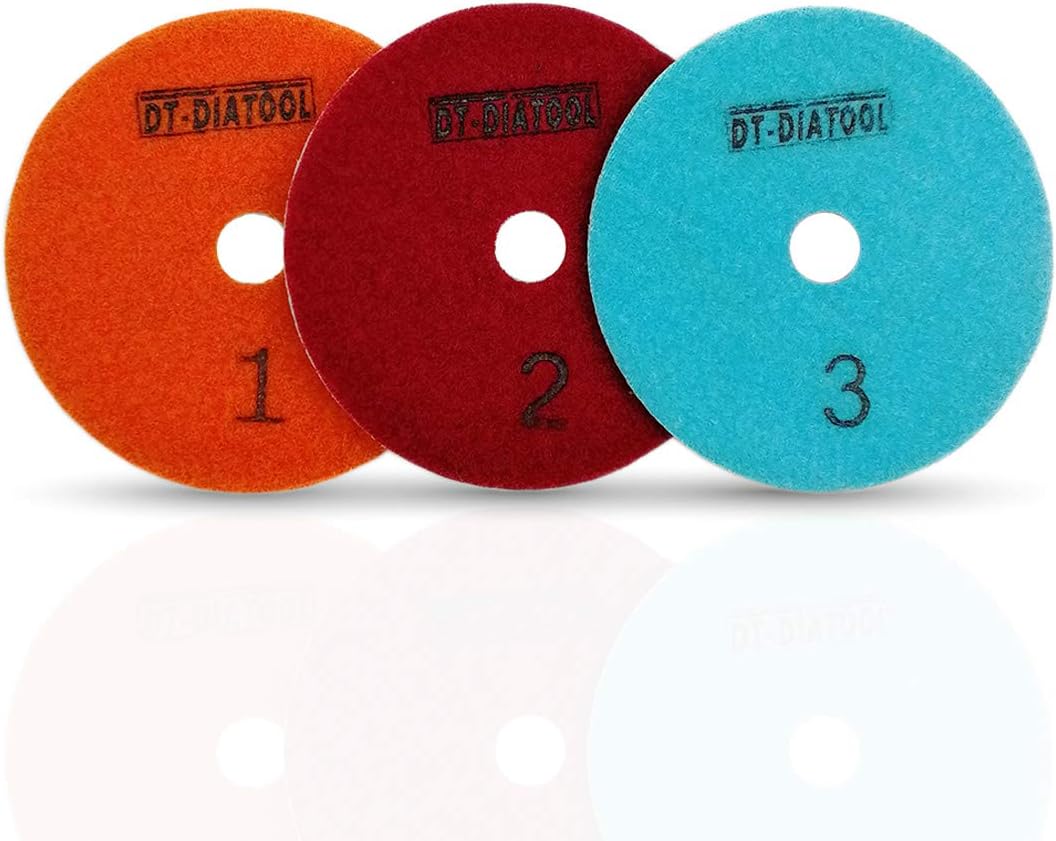 DT-DIATOOL Diamond 3 Step Polishing Pads 4 Inch for Granite Marble Terrazzo(Sets of 30 Pieces)