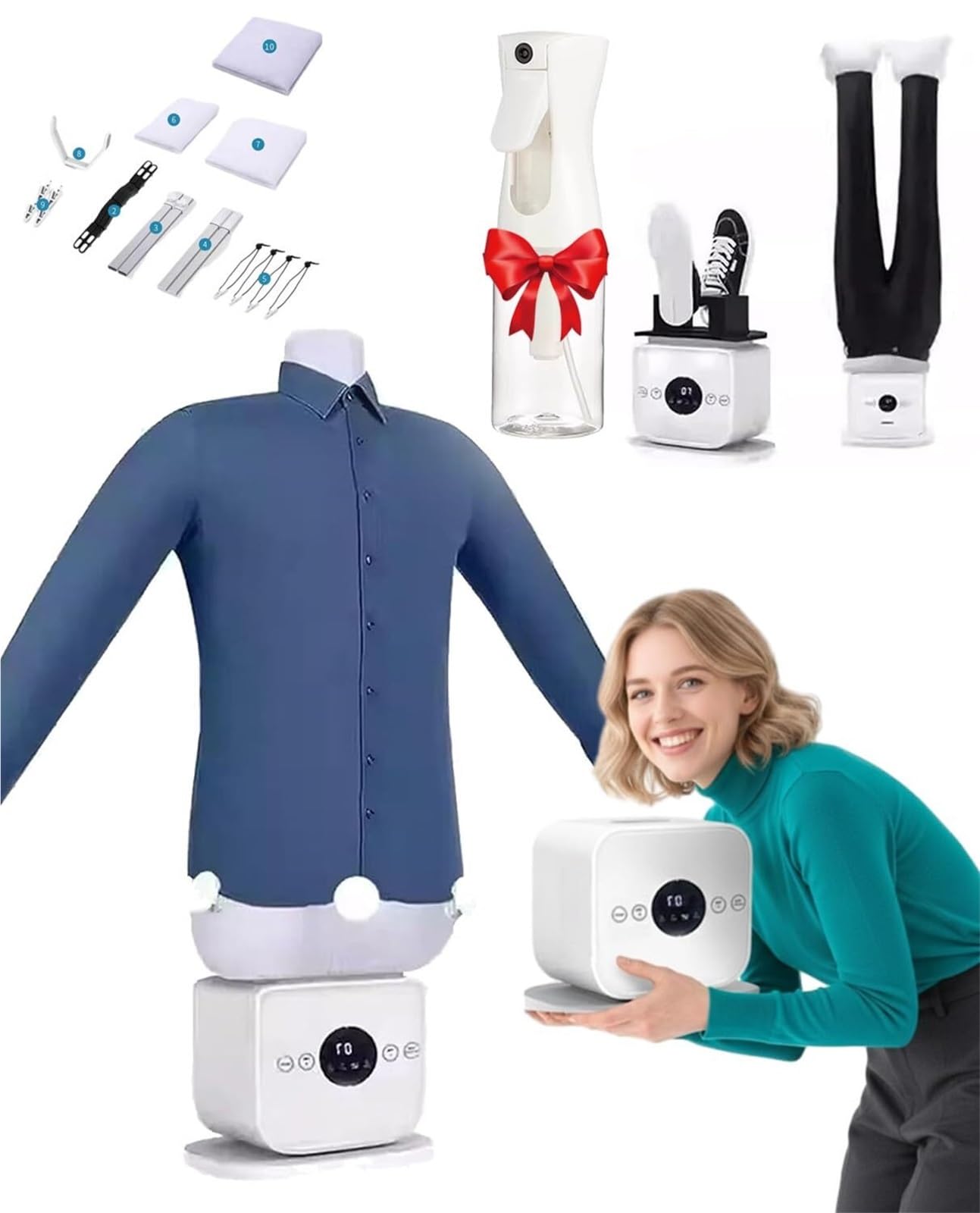 Stiratrice automatica per la casa, funzionamento a mani libere a 360°, stiratura rapida in 8 minuti, rimozione delicata delle rughe per una cura efficiente del bucato