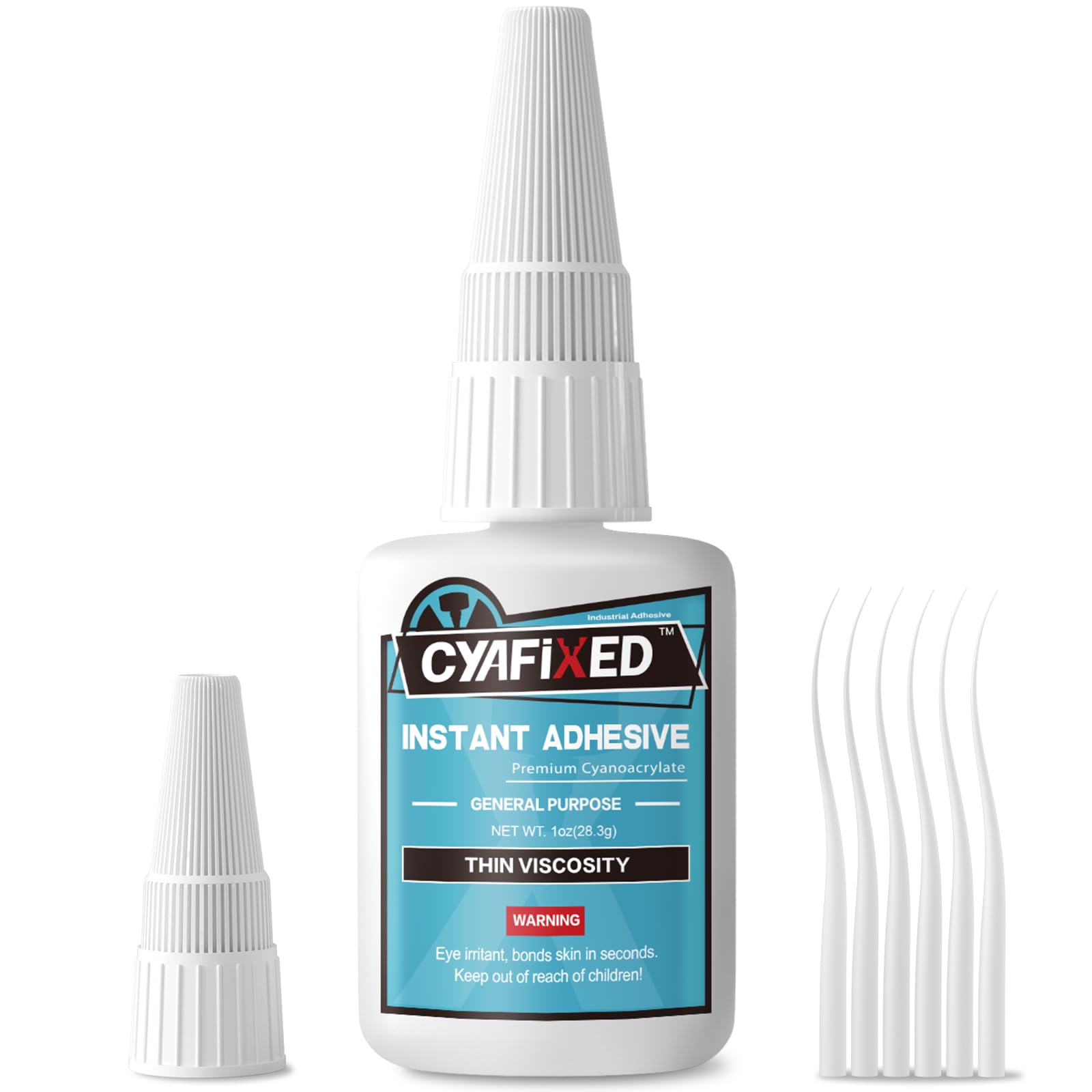 Thin Super Glue 1 oz, All Purpose Clear Liquid CA Glue Repair Wood Ceramic Glass Plastic, Heavy Duty Cyanoacrylate Adhesive for 3D Print PLA Shoe Metal Craft, Strong Bond and Instant Superglue