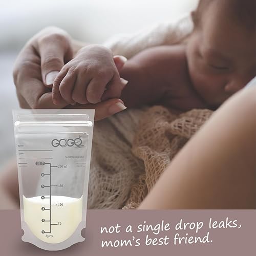 Miniatura 5 de Paquete de 240 bolsas de almacenamiento de leche materna (4 paquetes de 60 bolsas), 7 onzas, cada una preesterilizada por rayos gamma, sin BPA, a