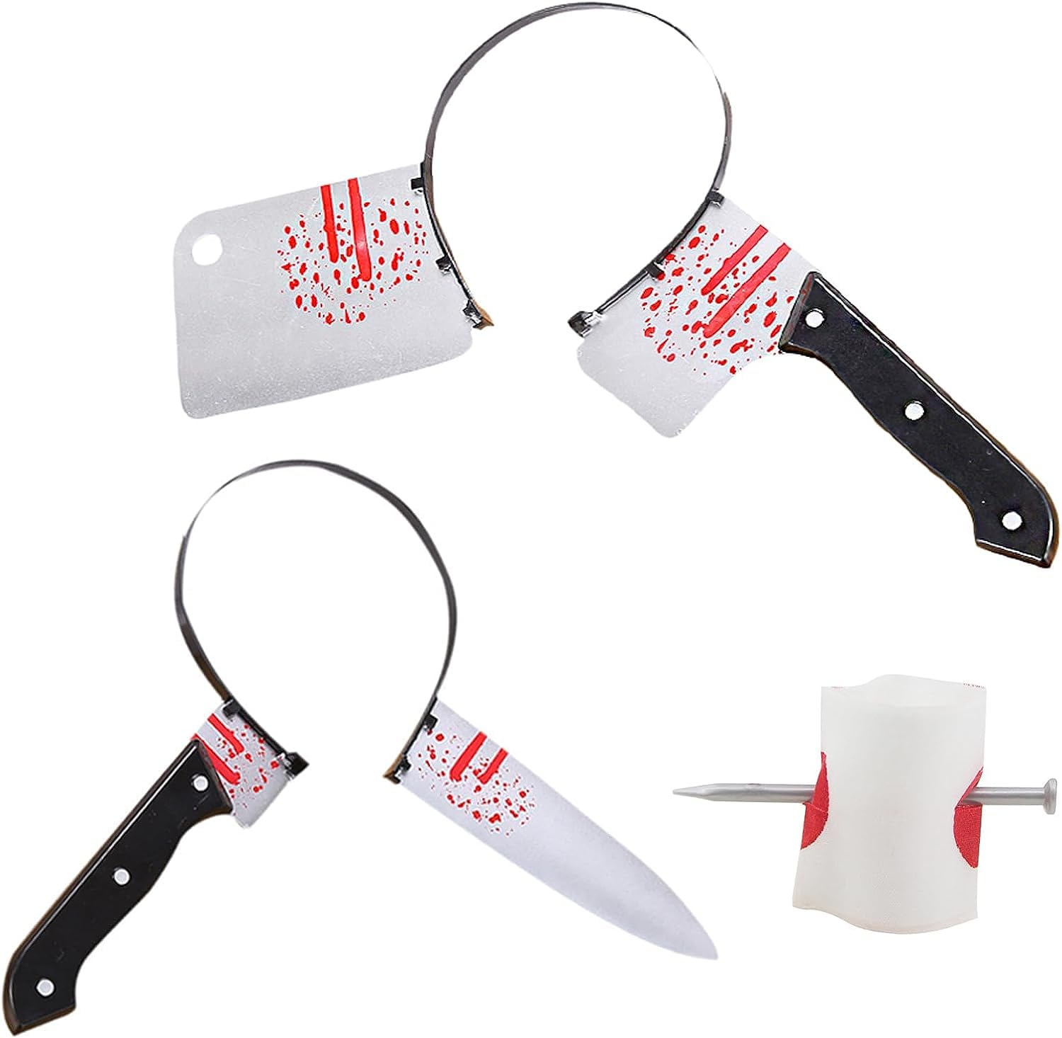 Amazon.co.jp: ハロウィン カチューシャ 3個セット 包丁 鋏 釘