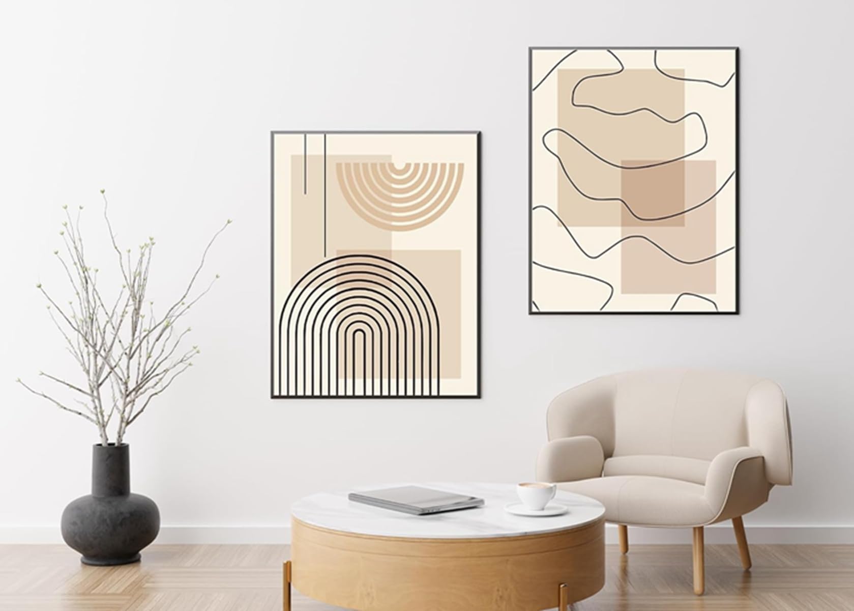 ZFTCN Set of 3 Boho Posters: Abstract Line Drawing Woman, Botanical Leaf Prints - 50 x 70 cm (3 Pieces), poster-05, 3Pcs-50x70cm - Image 4
