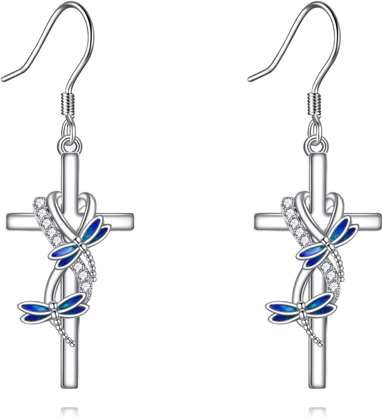 POPLYKE Cross Earrings for Women 925 Sterling Silver Dangle Earring Jewelry Gifts for Mother Sister Grandma - Image 2