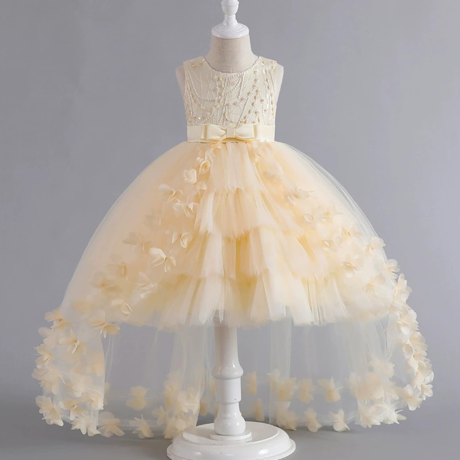 Vestito Elegante alla Moda per Ragazza Scintillanti Bambina con Carino Stampa Principessa Sottoveste Gonna Abito Motivo Floreale Vestiti Cintura Dress Altalena