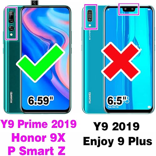 Miniatura 2 de Asuwish Funda de teléfono para Huawei Y9 Prime 2019Honor 9XP Smart Z con protector de pantalla de vidrio templado y cubierta de cartera de encaje,