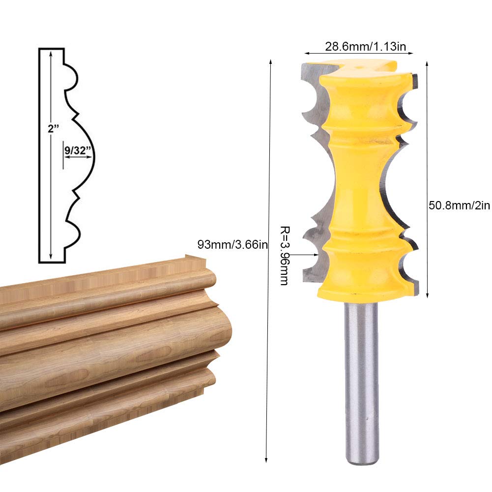 Mèche de routeur de moulures de rail de chaise à tige de 8 mm, fraise à bois élaborée pour moulures de rail de chaise pour la modélisation de la ligne de bois et de la mai