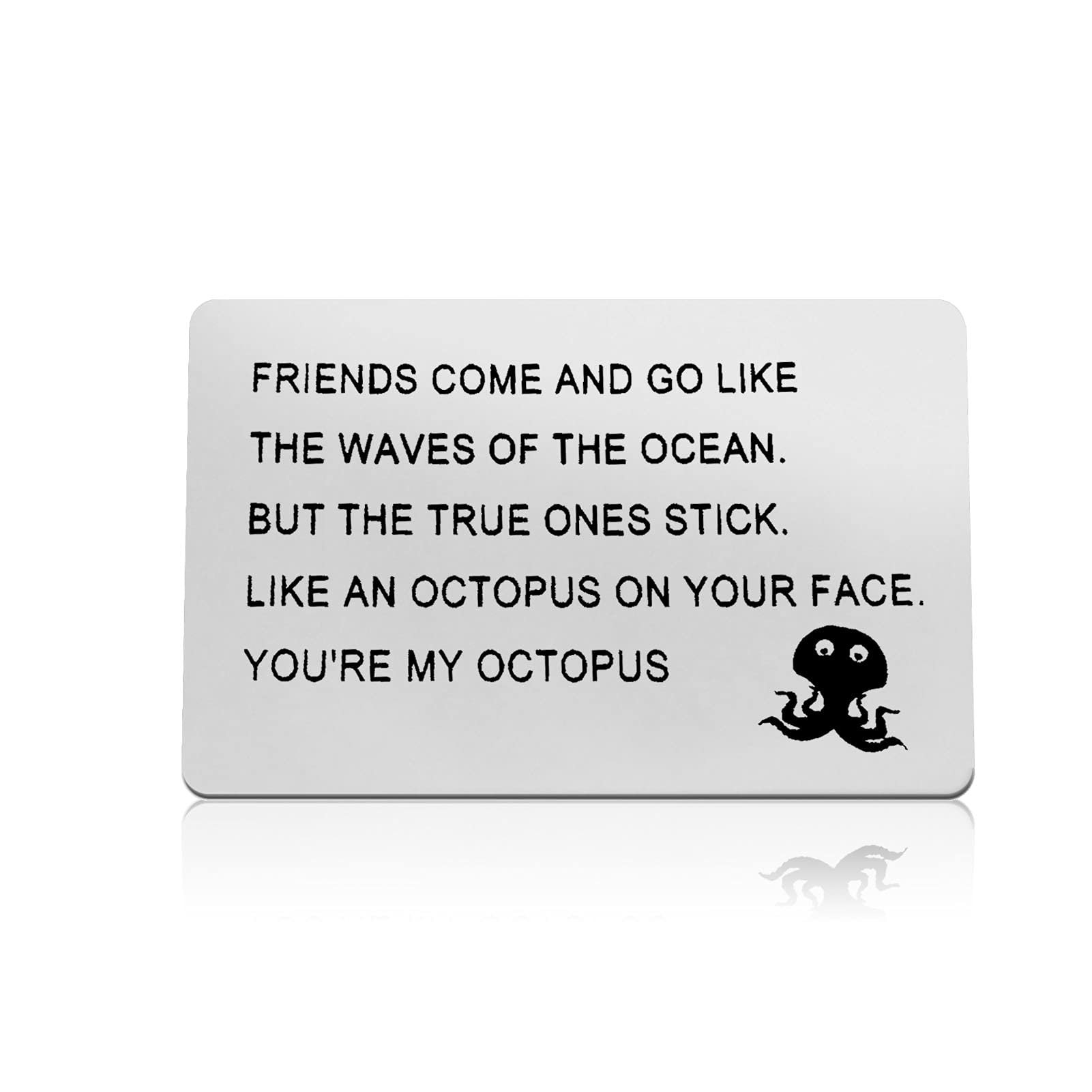 Friendship Gifts for Women Men Best Friend Gift Metal Wallet Card Long Distance Friendship Gift Octopus Jewelry Sister Brother Gifts Birthday Christmas Graduation Gift Appreciation Friendship Gift