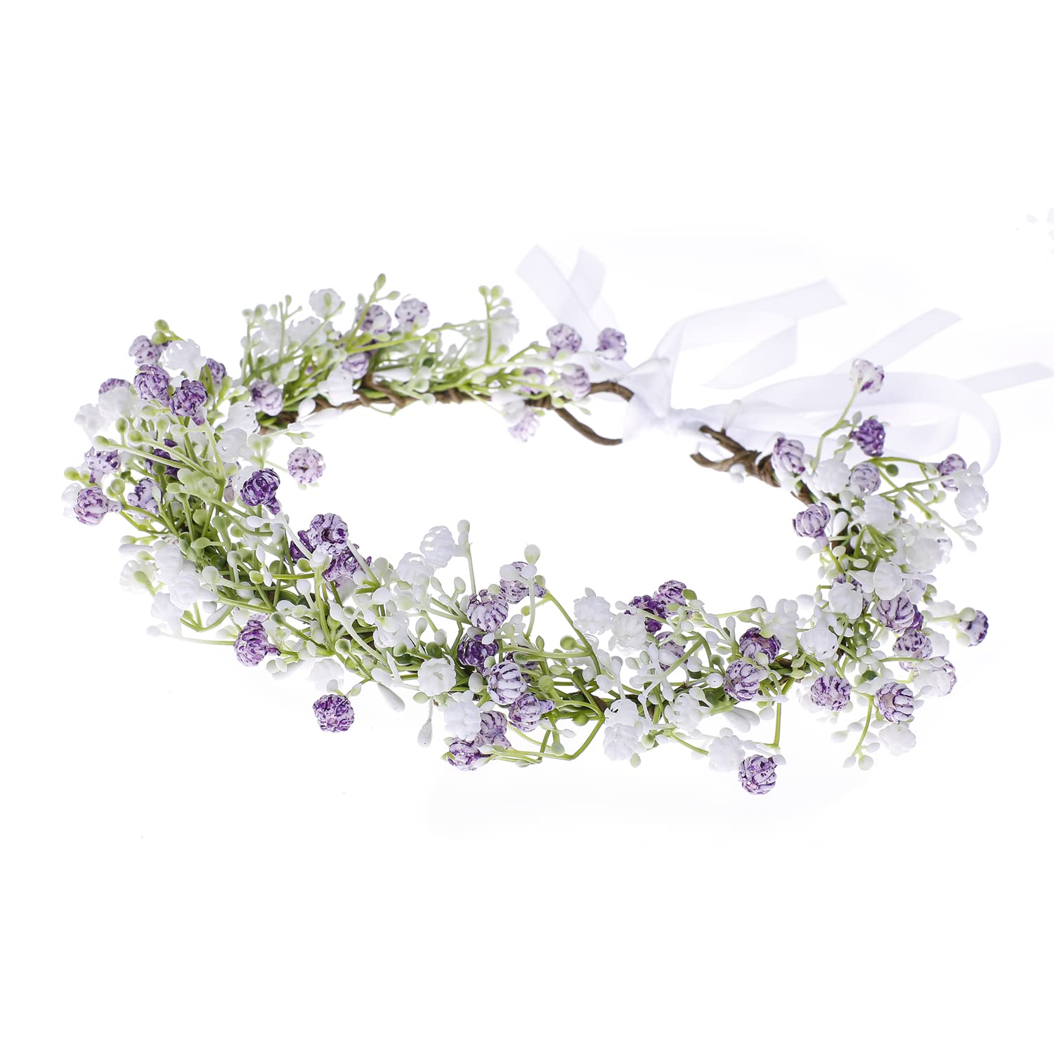Yili Maizi Artificial Baby Breath Green Headpiece Bridal Flower Crown Eucalyptus Halo Wedding Leaf Floral Crown Headband Photo Prop