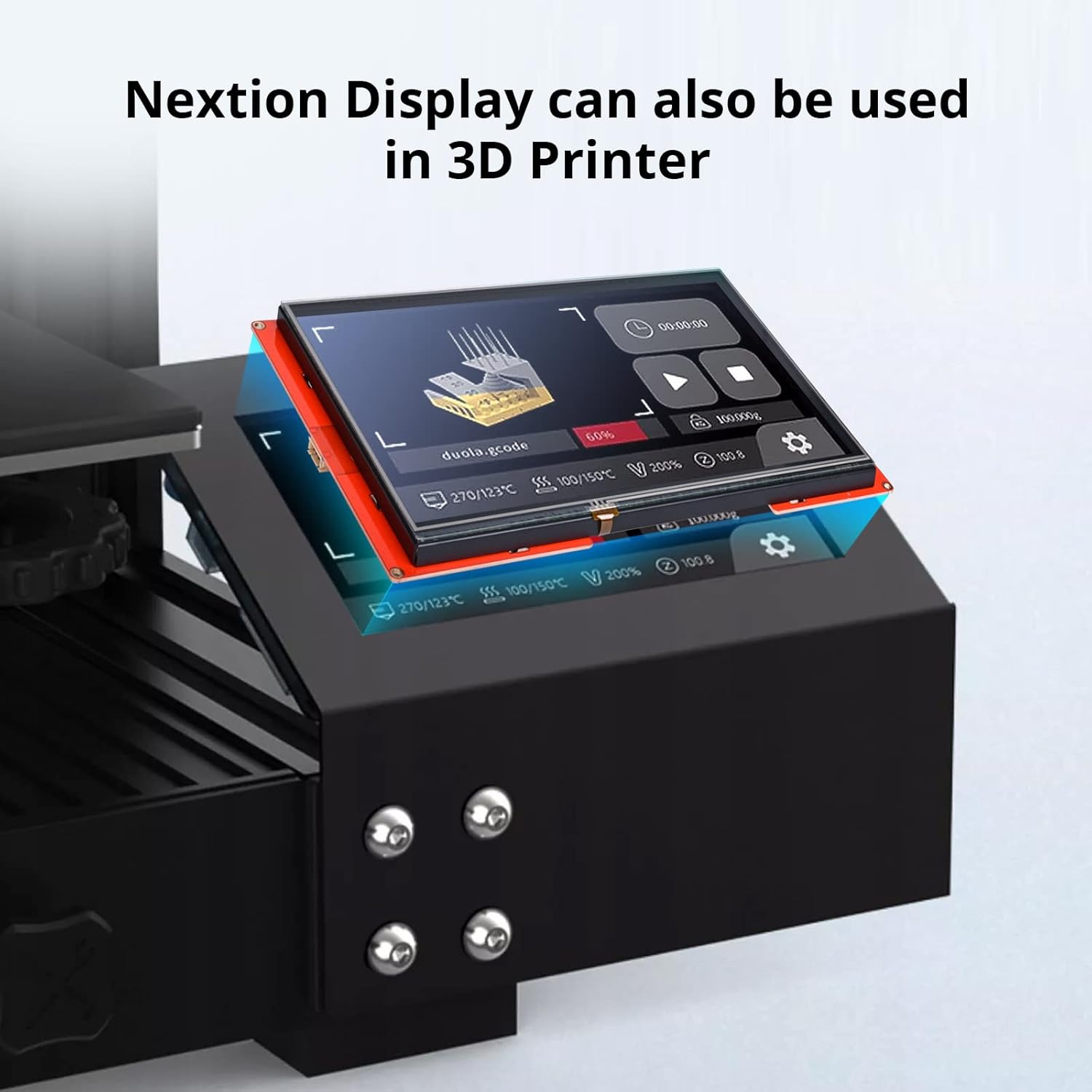 Nextion Display integrated into a 3D printer for control.
