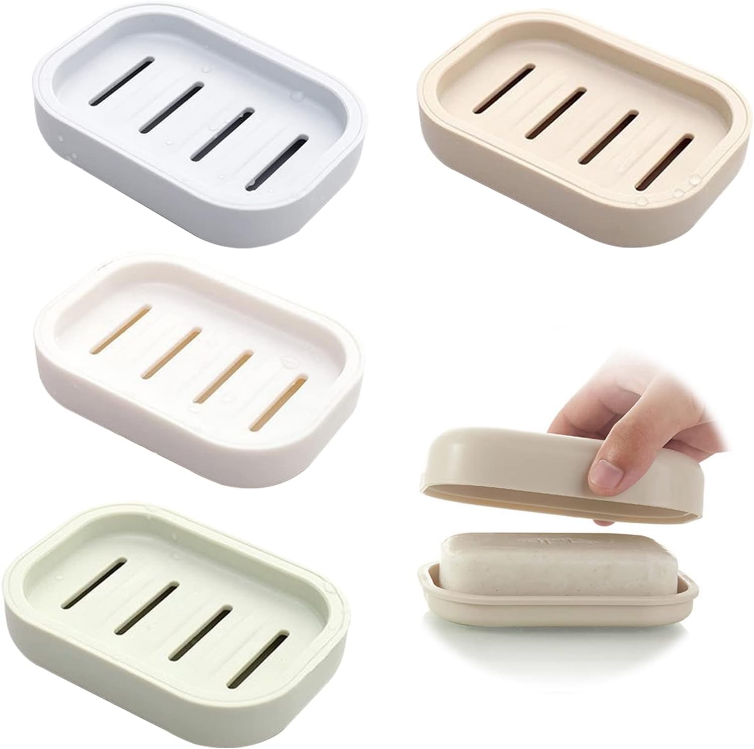 Luokeily 4Pcs Soap Holder Soap Dishes for Bathroom Soap Travel Case