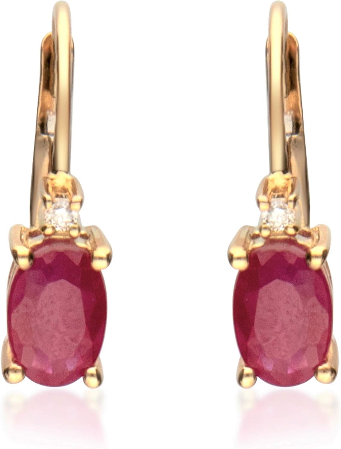Gin & Grace 10K Yellow Gold Genuine Ruby Diamond (I1,I2) Earring for Women