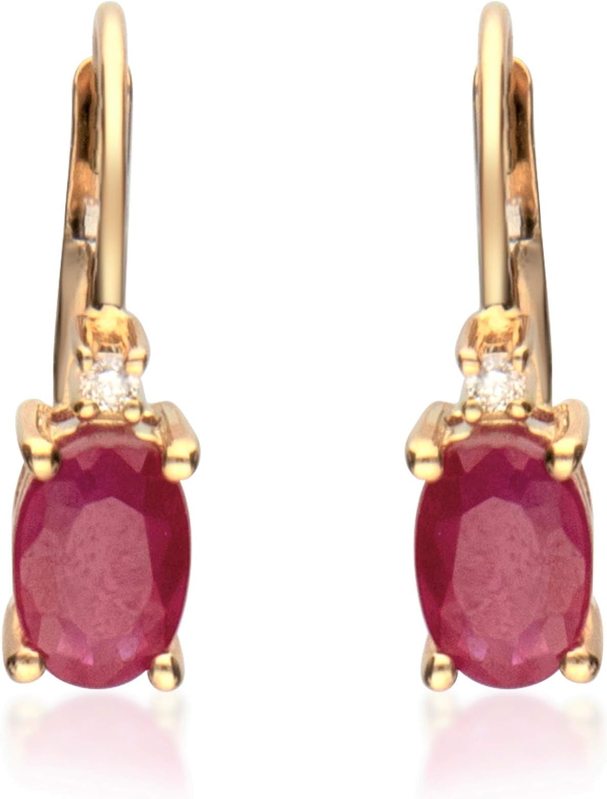 Gin & Grace10K Yellow Gold Genuine Ruby Diamond (I1,I2) Earring for Women