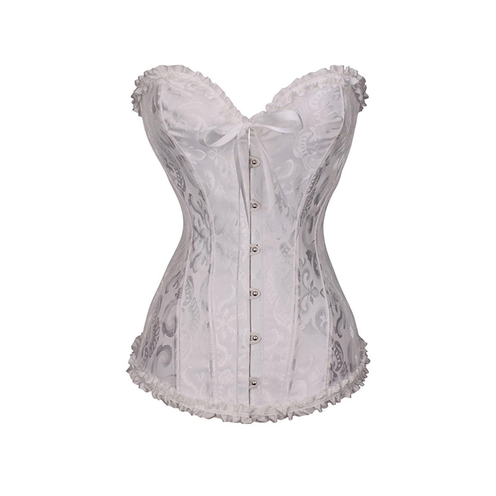 Lace Up Corset Tops for Women Plus Size - Boned Bustier Bodyshaper, Overbust Waist Cincher with Push Up, Floral Gothic Lingerie & Torso Shaper Bodysuit