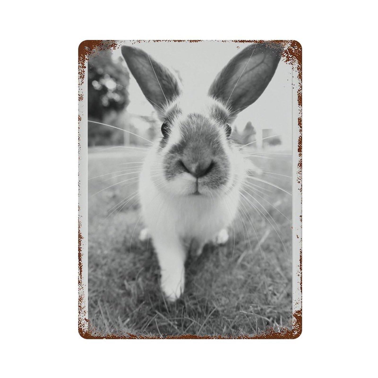 xiaoxiaoshen Vintage Bunny ， Black And White Rabbit Poster Wall Decor Art Metal Tin Poster Modern Home Decor Art Home Bar Shop Decorations Vintage Sign 40x30cm