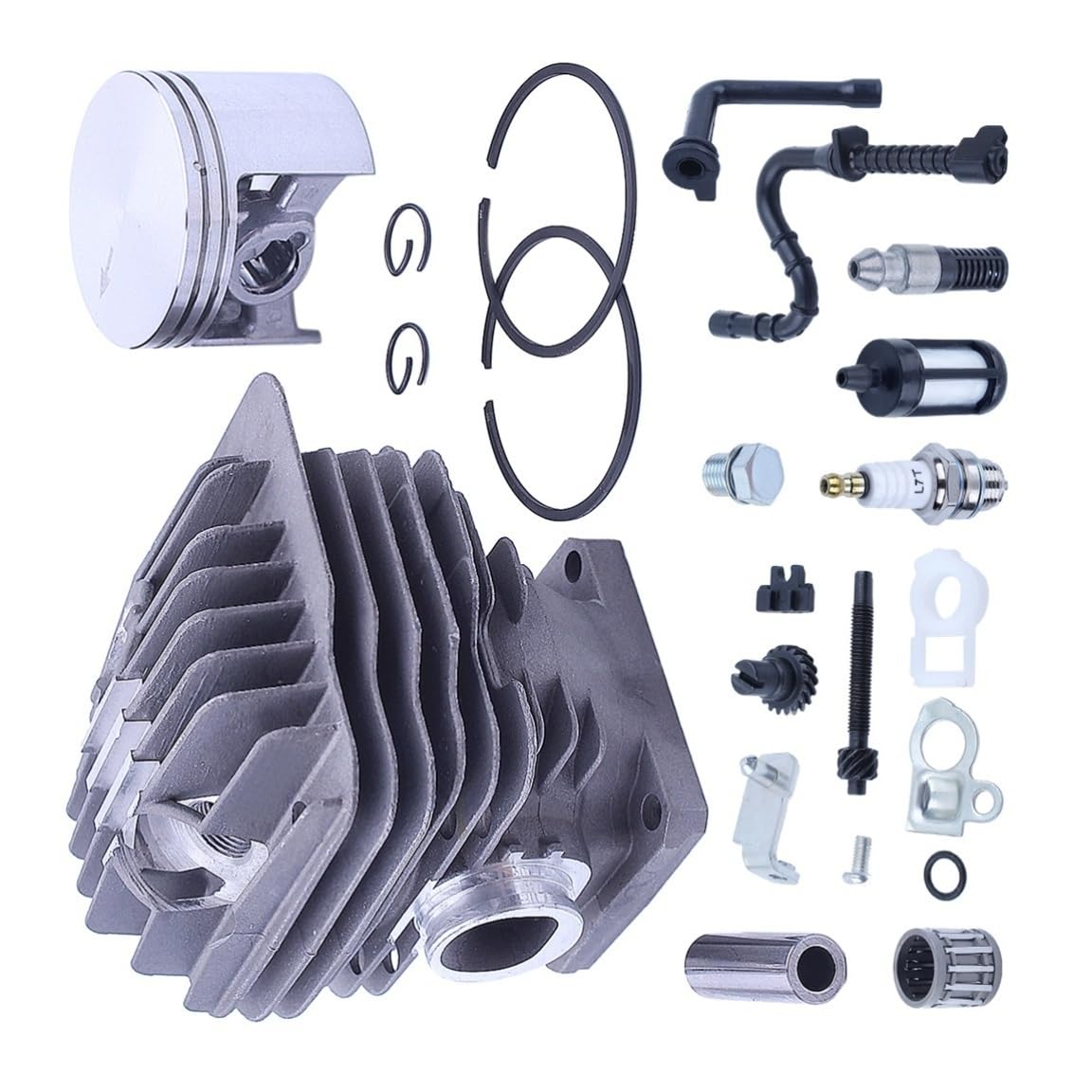 Kit de pistón de cilindro de 52 mm compatible con Stihl MS460 046, filtro de aceite y combustible, ajustador de cadena, accesorios for motor de motosierra de 2 tiempos.