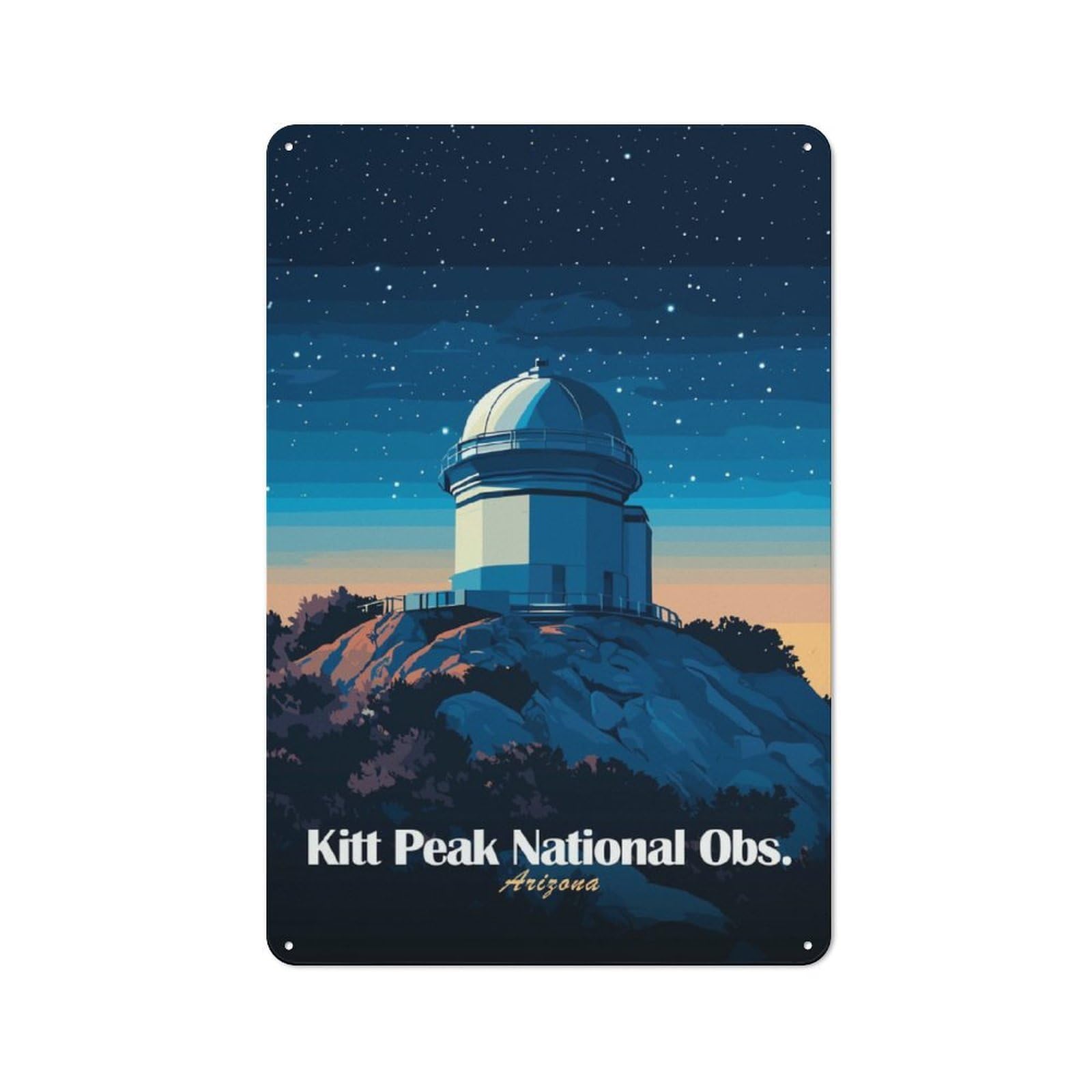 Junmoney Kitt Peak Observatory Metal Plaque 30X20cm With For Pub Or Café, Rustic Decor, For Garage, Workshop And Man Cave Decoration