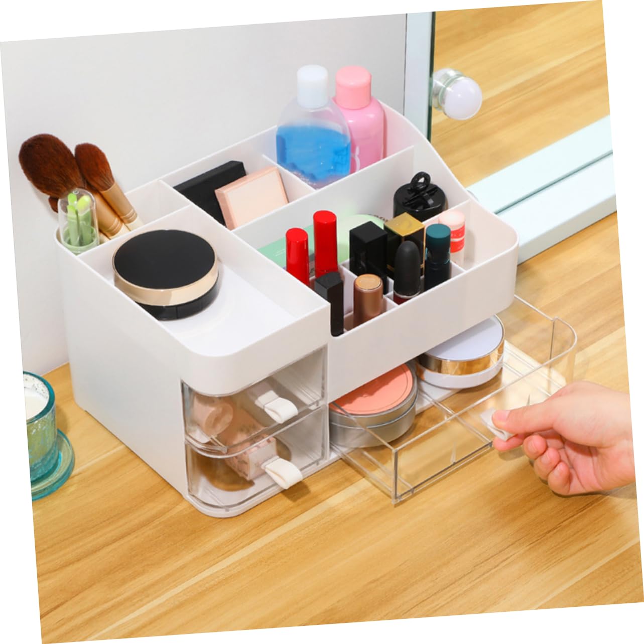 PACKOVE Portatrucchi Organizzatore Con Cassetti Trucchi Scrivania in Plastica Resistente Organizer Per Trasparente Per Vanità e