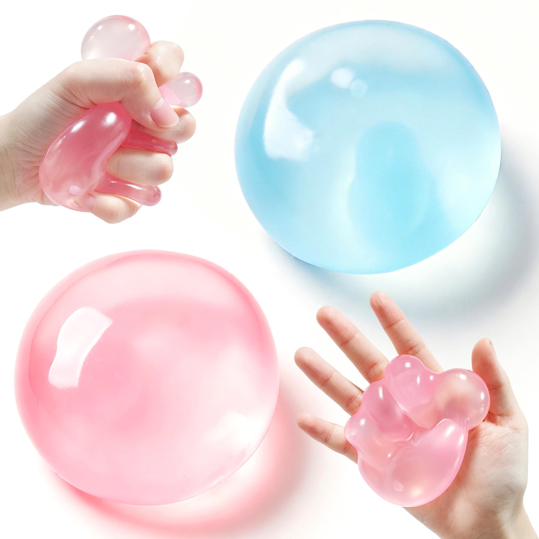 Photo 1 of 2 Pcs Coconut Oil Squishy, Shapeable No Rebound Stress Relief Ball, Fun Sensory Fidget Toy, Study Work Relaxation Desk Decor, Fun Anxiety Gift for Adults & Kids(Blue+Pink)