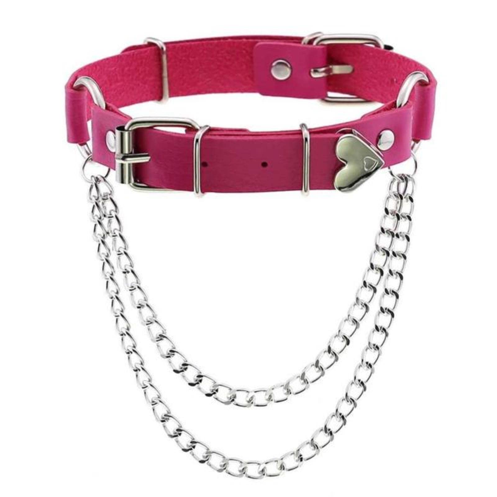 Collana girocollo con anello a forma di cuore per San Valentino: collana in pelle nera gotica con borchie a punta - Italia