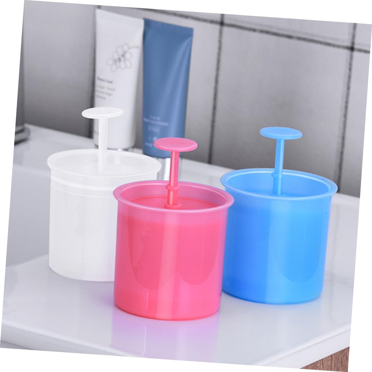BELLIFFY 3pcs Bubble Maker Facial for Wash Portable Plastic Cup Maker Abs Pp Material Random Color