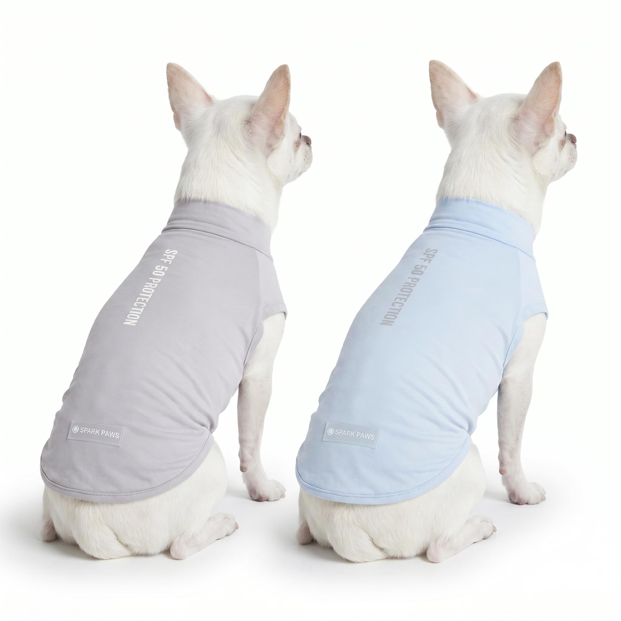 T-shirt protection UV pour chien respirant : Spark Paws lot de 2 t-shirts SPF30 bleu gris S
