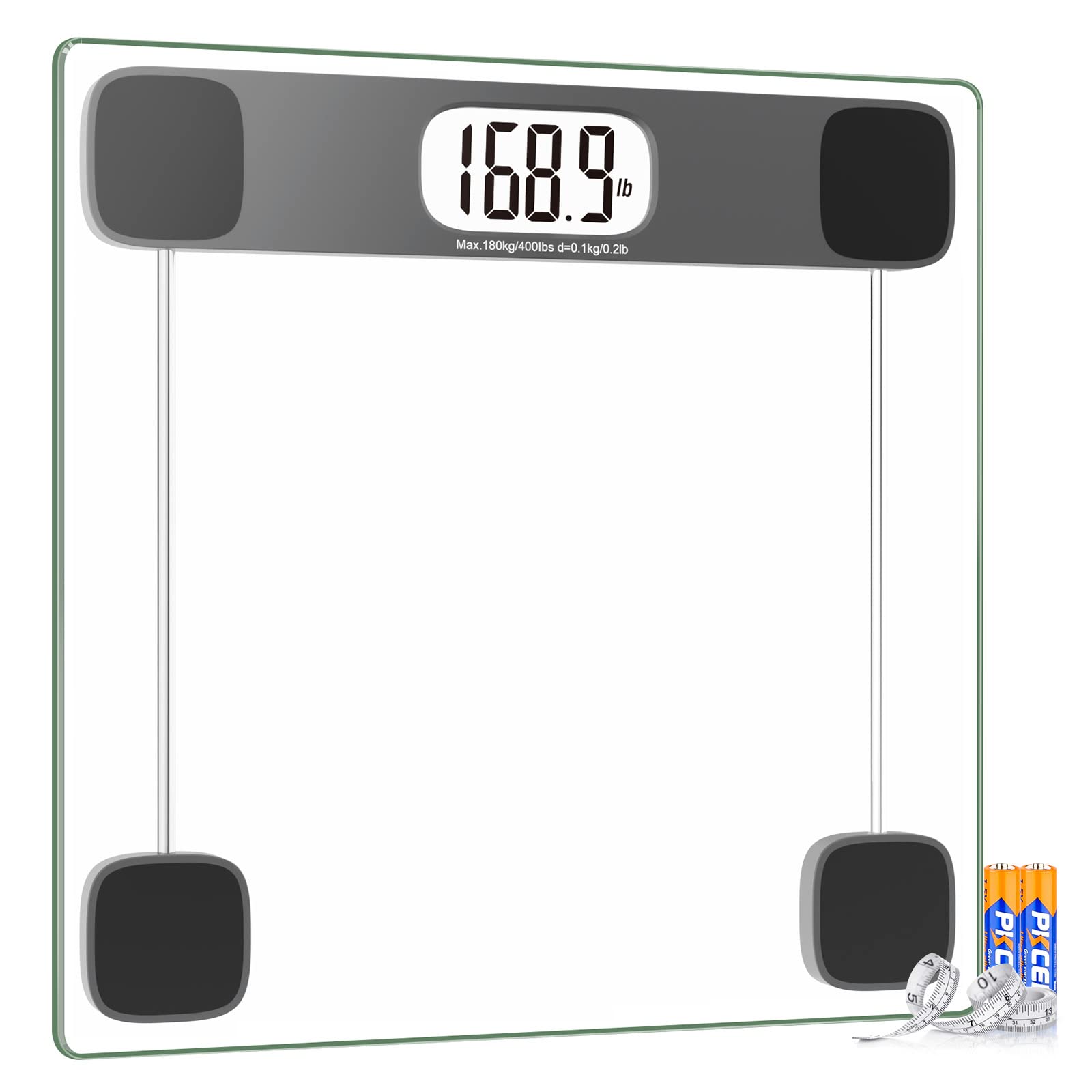 Scale for Body Weight Digital Bathroom Scale Weighing Scale Bath Scale, LCD Display Batteries ...
