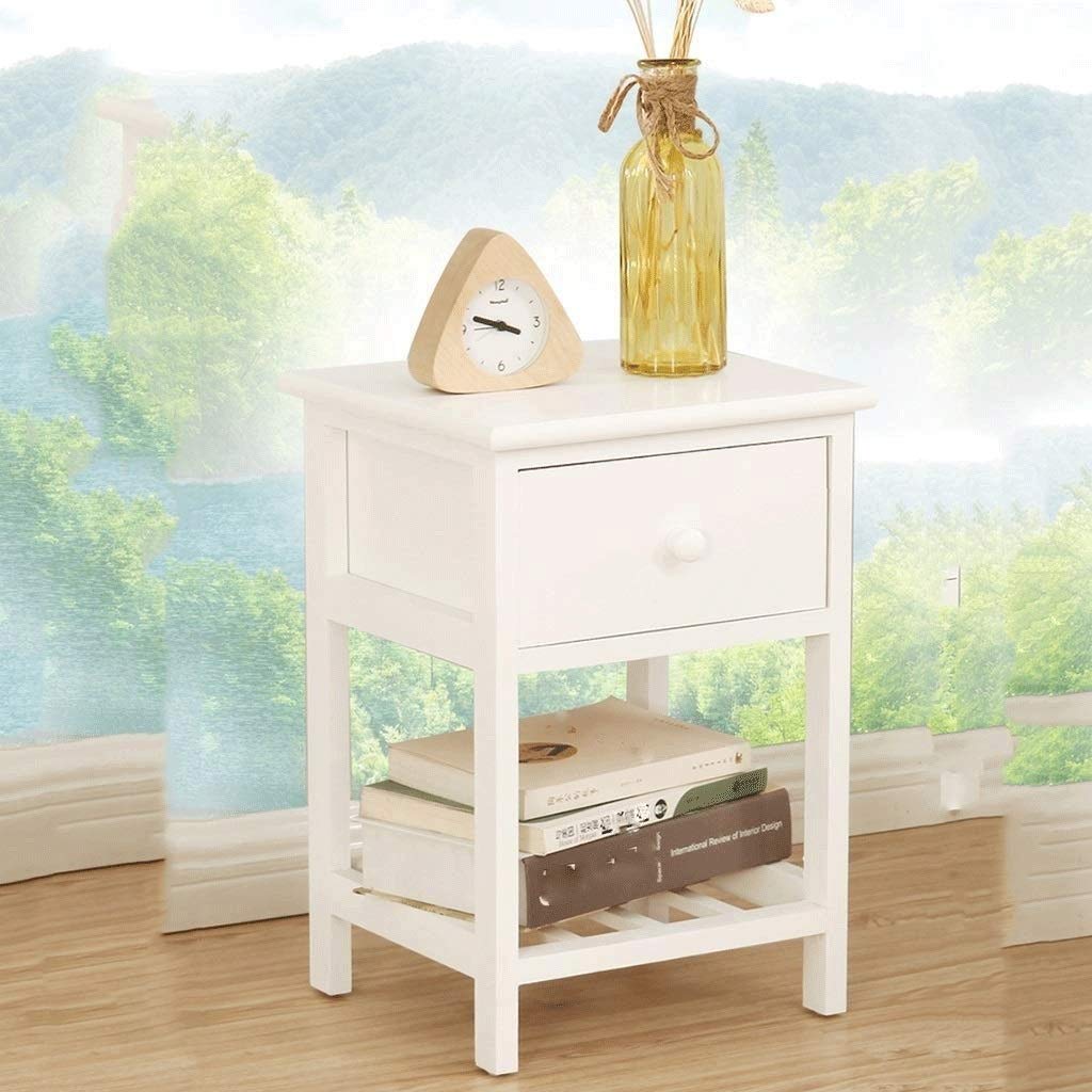 Amazon｜ZJHDX ベッドサイドテーブル - 収納テーブル付きホワイト