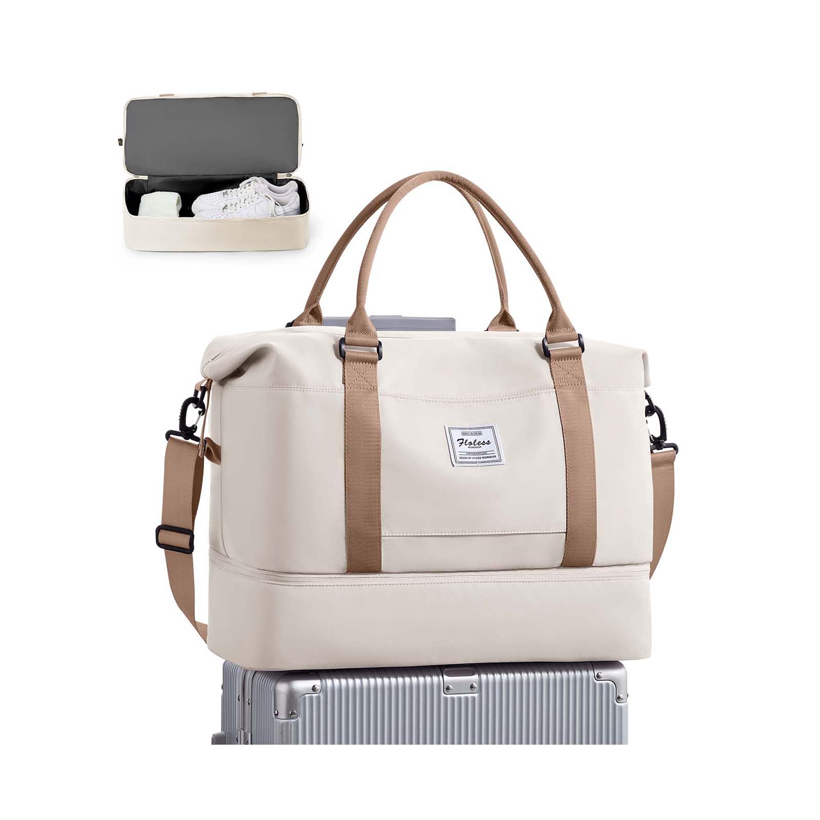 Travel Duffel Bag, Sports Tote Gym Bag, Shoulder Weekender Overnight Bag for Women