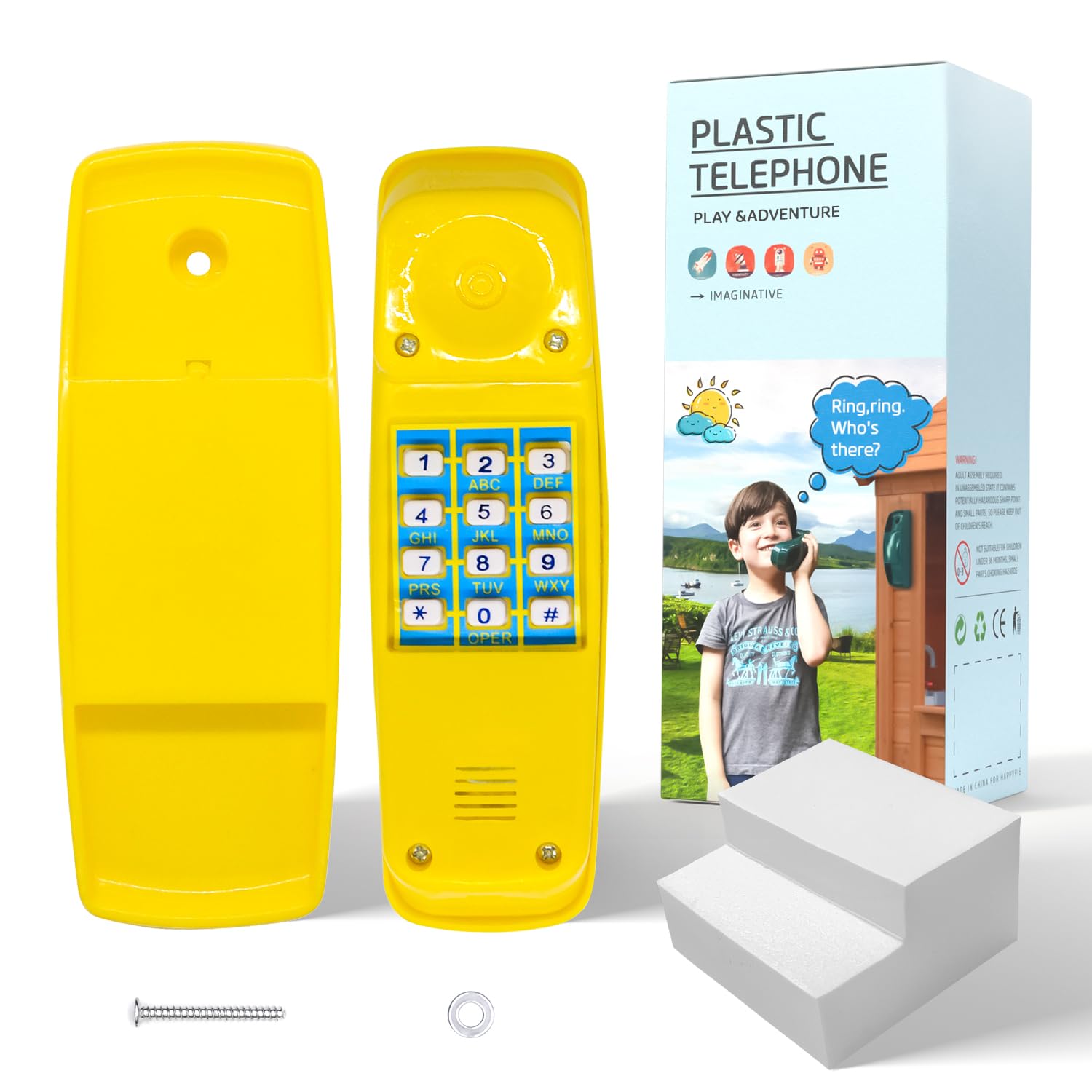 HAPPYPIE Toy Phone for Kids Swing Set Phone Pretend Phones and Learning Education Phones Plastic Telephone Creative Children Play Phone for Toddlers Baby Cell Phone Playhouse Phone (Yellow)