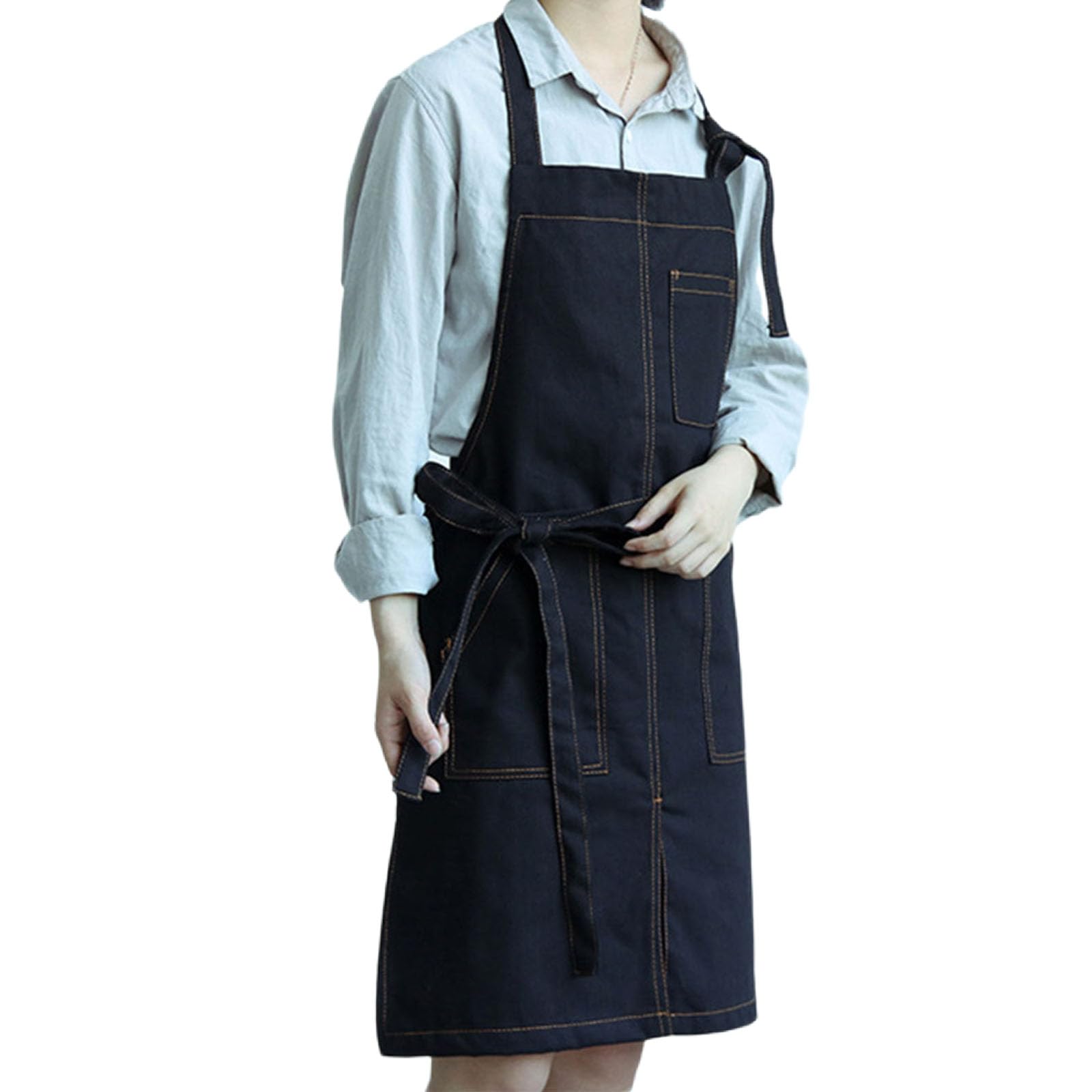 Tablier De Cuisine en Toile pour Hommes Et Femmes, Style Licou avec Poches, Adapté À La Cuisine, À La Pâtisserie Et Au Restaurant,A