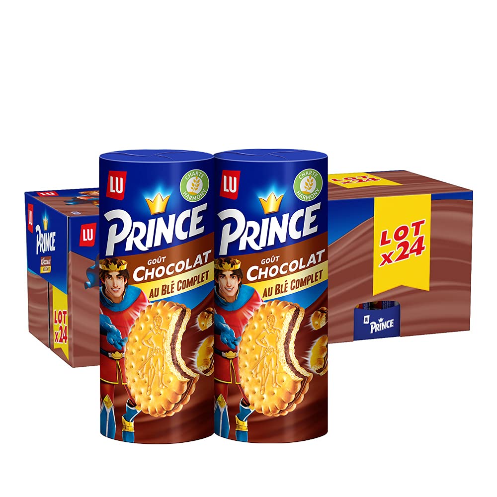 Lu Prince - Galletas rellenas (24 x 300 g) | 24 galletas crujientes llenas de buen sabor de chocolate derretido | ideal para té de la tarde