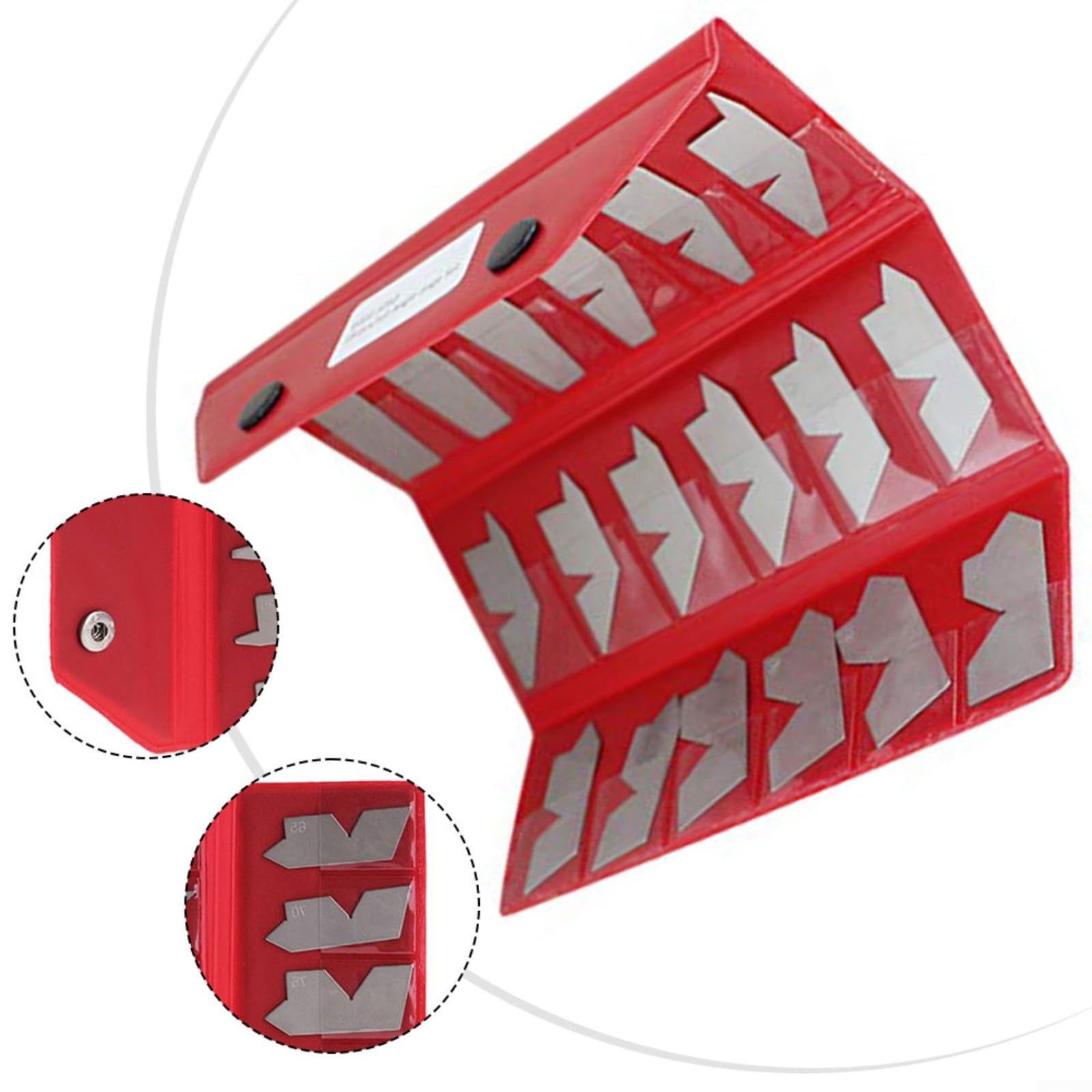 Lot de 18 gabarits d'angle en acier inoxydable de 5 à 90 degrés pour machinistes, outillers, inspecteurs, dessinateurs avec sac de rangement