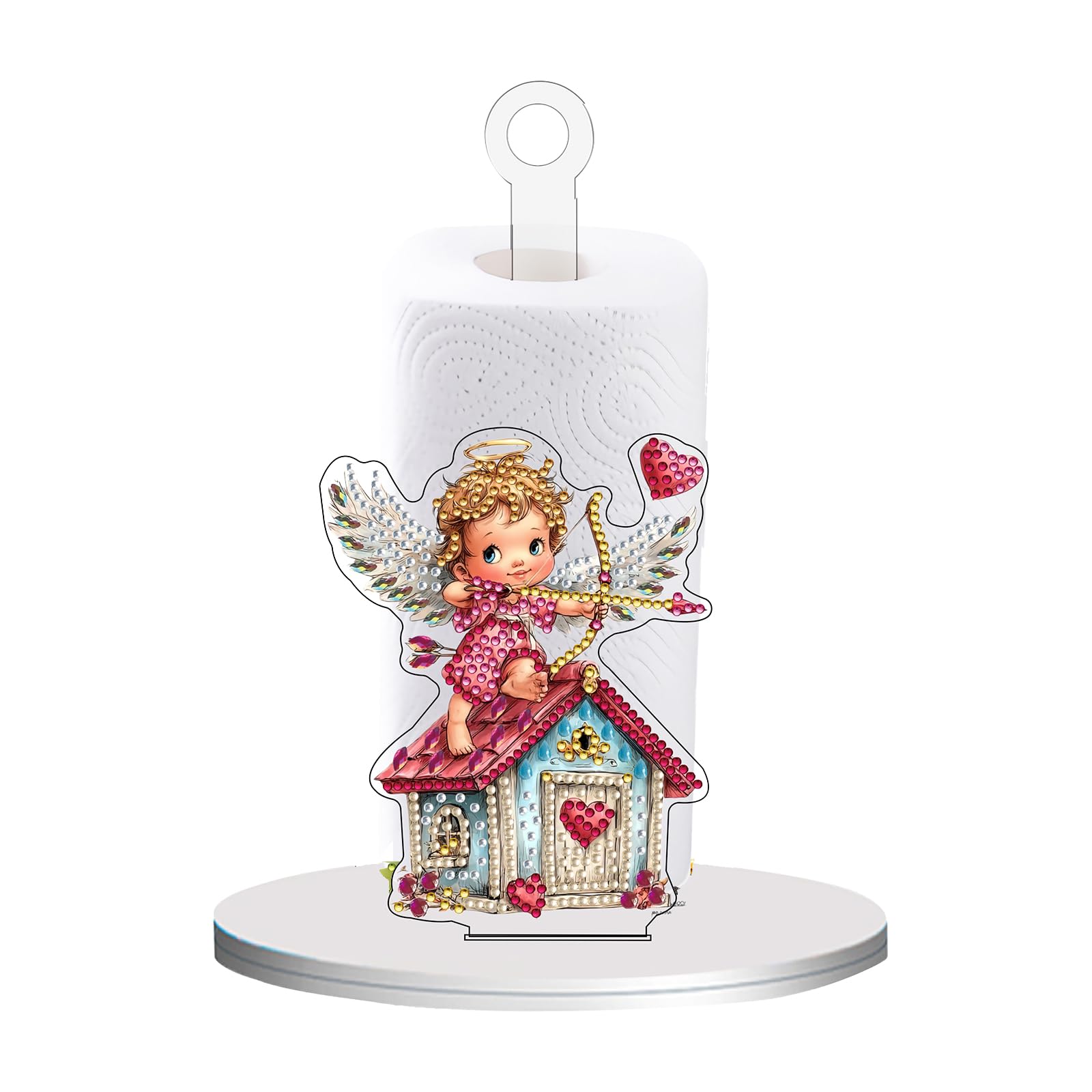 POETRYDRAW Cupid Resin Diamond Art Tissue Holder 10.24x5.12 Inch