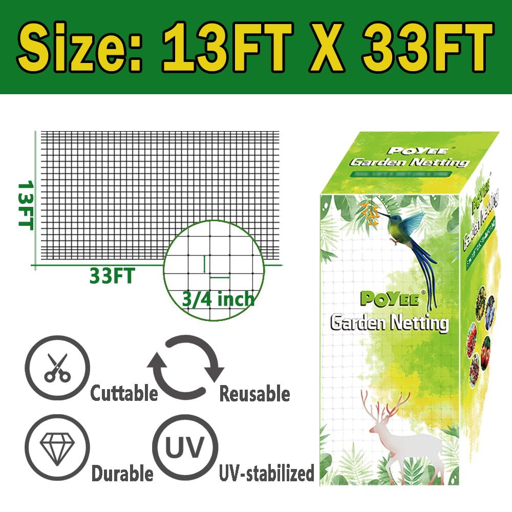 POYEE Garden Bird Netting 13 X 33 FT Heavy Duty Garden