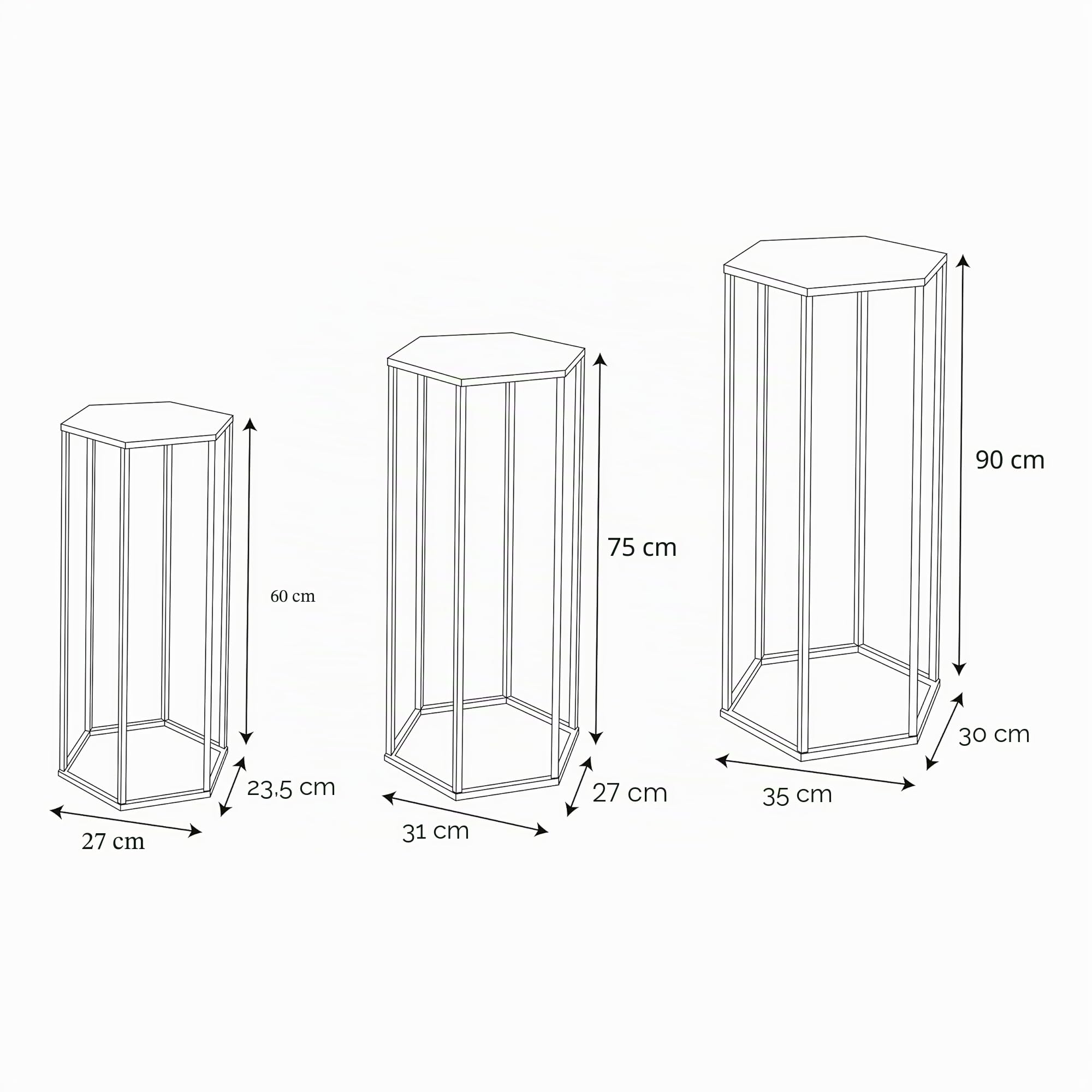 HOME DECO FACTORY Gigogne X3 Metal Blanc Mobilier Tavolo Scrivania Consolle Sellette Mobile Ine, 60x30x26 cm