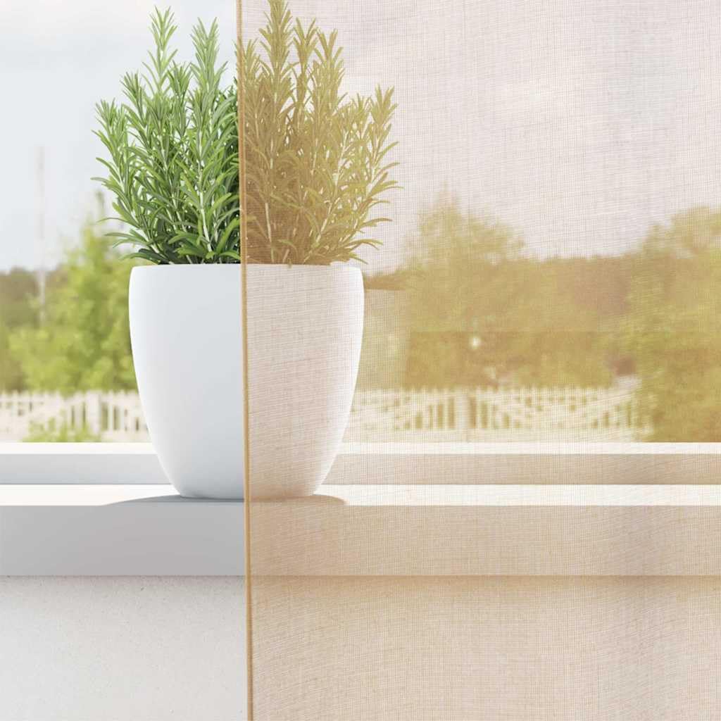 Voile Vorhänge mit Ösen 2 Stück Sandfarbe 140 x 175 cm für Wohnzimmer Schlafzimmer Kinderzimmer Küche, transparent Blickdicht, pflegeleicht, mit 8 Ösen, kälte- und hitzeschutz
