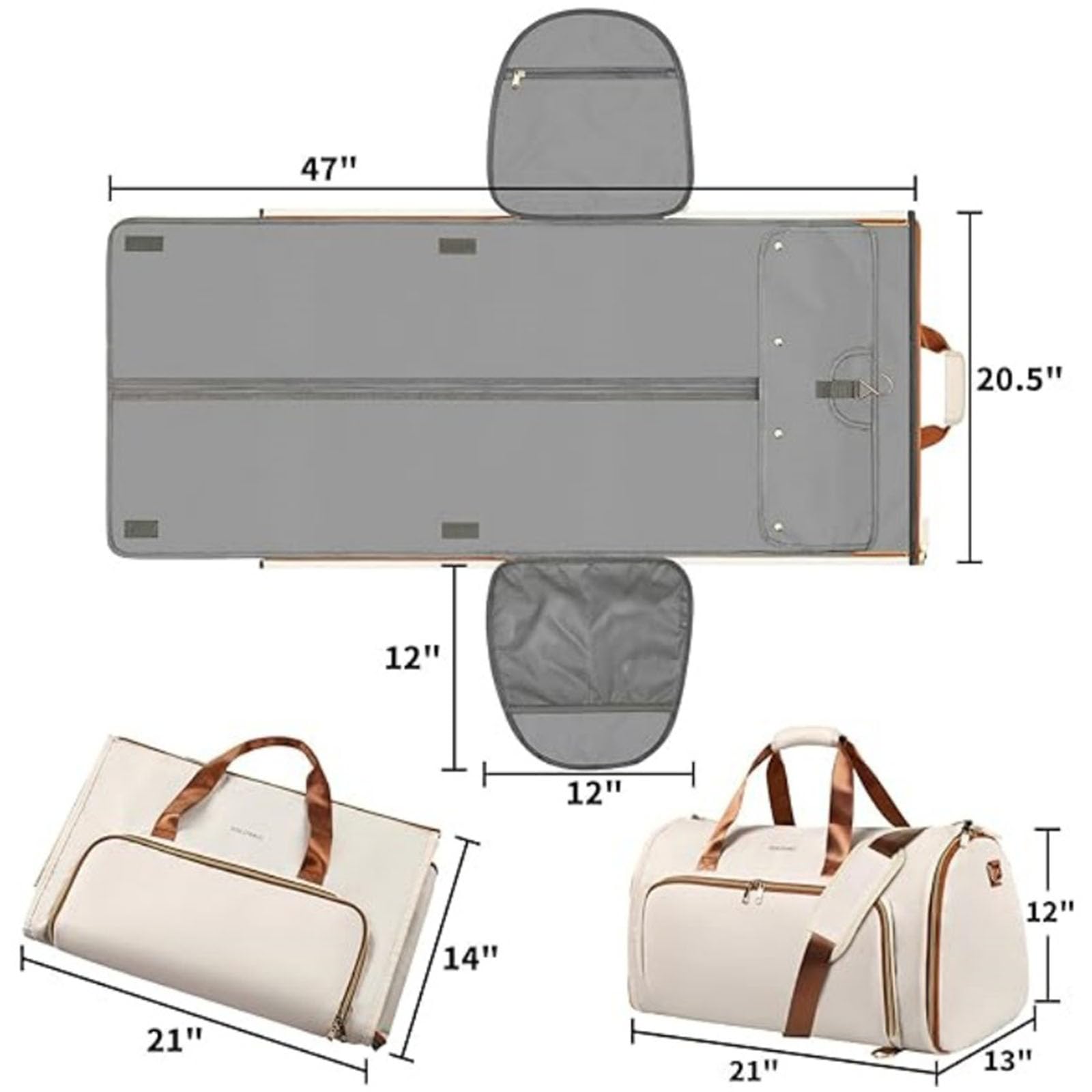Hixingo Handgepäck-Kleidersack, Umwandelbarer Anzugtasche Rucksäcke Kleidersack, Weekender Nachttasche mit Schuhbeutel, die 2-in-1-Hängekoffer-Reisetaschen, für Reisen Koffer (Schwarz)