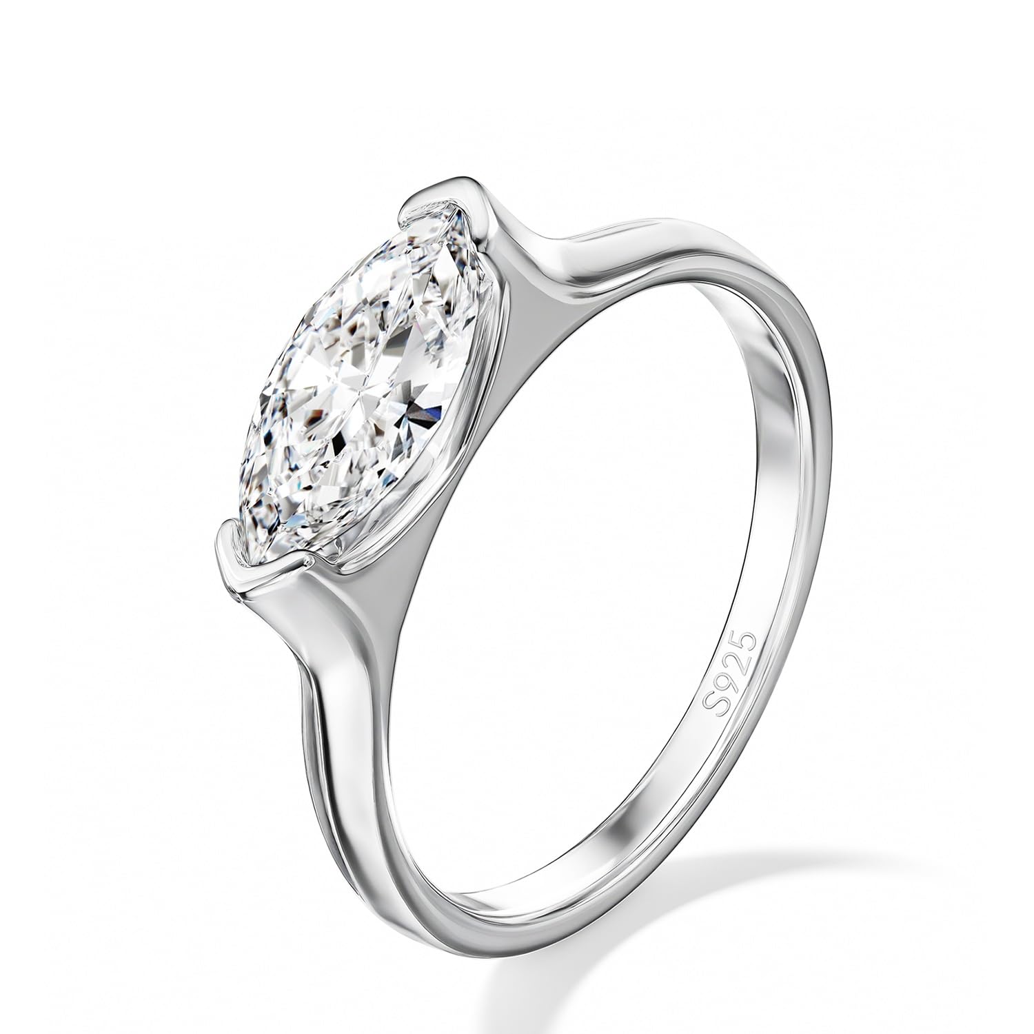1ct Marquise Cut Moissanite Engagement Ring for Women, D Color VVS1 Clarity S925 Sterling Silver Vintage Solitaire Promise Ring Anniversary Wedding Gift for Wife Girlfriend
