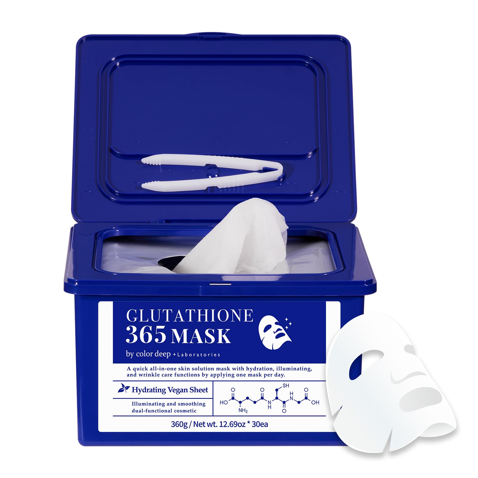 glutathione point mask Amazon.com : Color Deep Glutathione 365 Mask(1pack, 30sheets, 360g)/ 99%  Pure Glutathione, 100% Plant-Based Vegan Sheet quick all-in-one skin  solution mask with hydration, illuminating, and wrinkle care functions :  Beauty & Personal