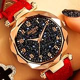 Wasserdichtigkeit: 3Bar PiniceCore Mode-Frauen-Uhren Star Sky Dial Clock Luxus Rose Frauen-Armband-Armbanduhren