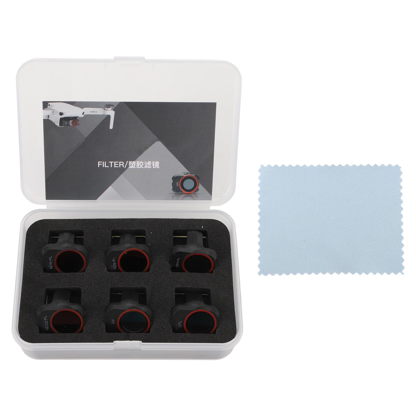Juego de Filtros Mini CPL ND, Filtro de Lente de Densidad Neutra para Dron de Vidrio óptico para PC con Estuche de Almacenamiento, 6 en 1 para Mini 1 2 SE