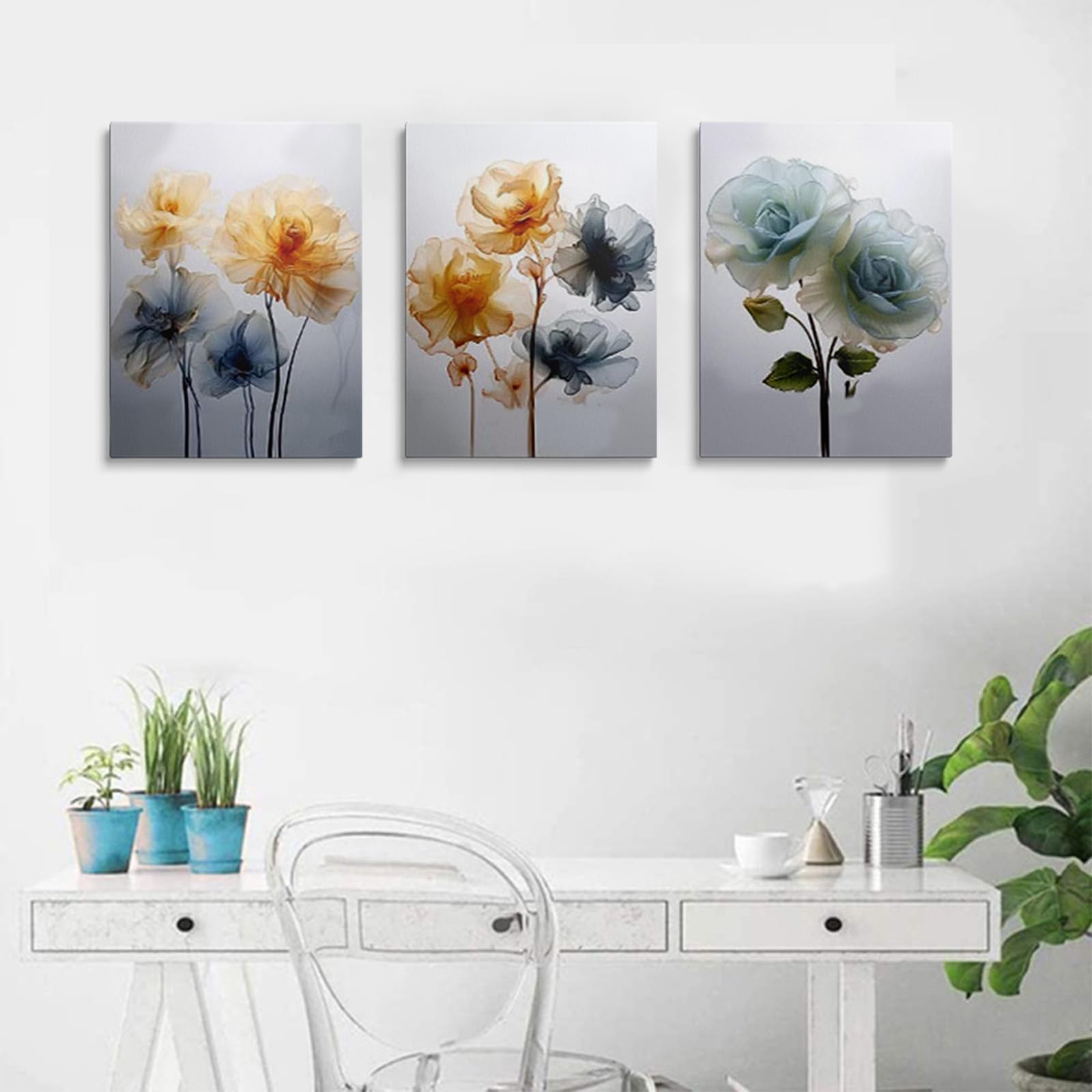 prinfantasy Bedroom Wall Art Painting Pictures Canvas Framed Aesthetic Flowers Prints Home Gifts 0402, H0402, 16 x 12 inch - 40 x 30 cm - Image 2