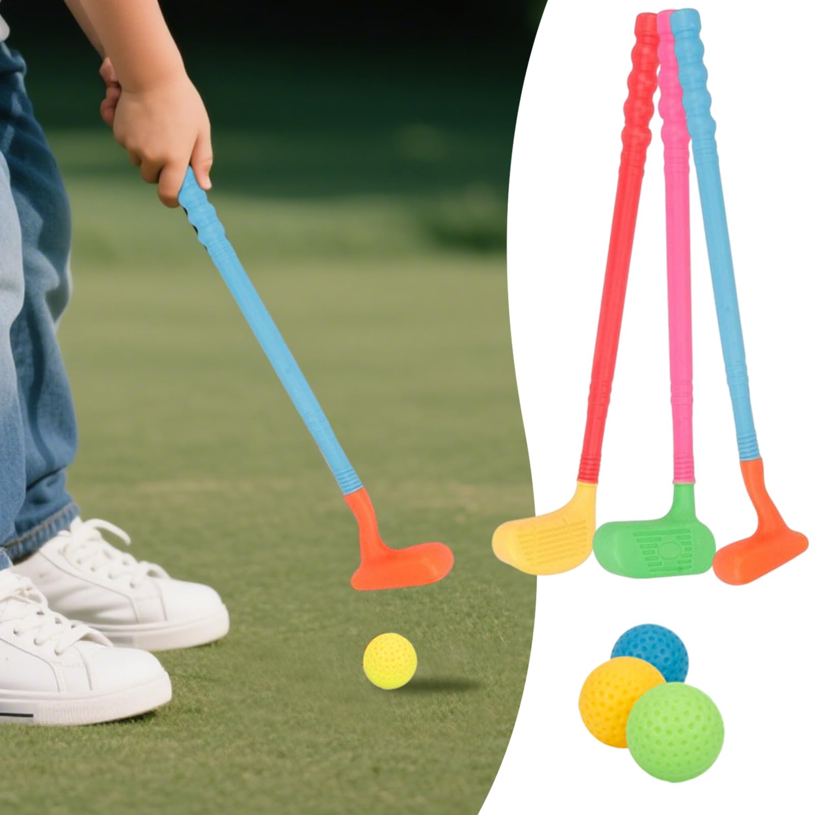 Palos de Golf para niños pequeños, Juego de Golf con Palos y Pelotas, Juego de de plás-Tico, Juguetes de, Juguetes Deportivos para niños y niñas en Interiores y Exteriores