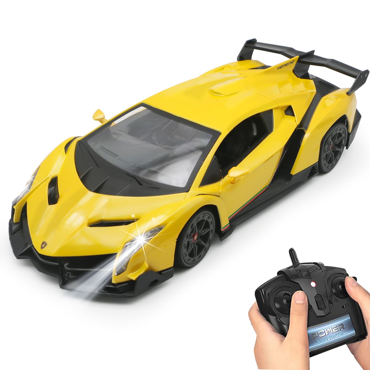 Remote Control RC CAR Racing Cars Compatible with Lamborghini Veneno Officially Licensed 1:24 Toy RC Cars Model Vehicle for Boys 6,7,8 Years Old,Yellow