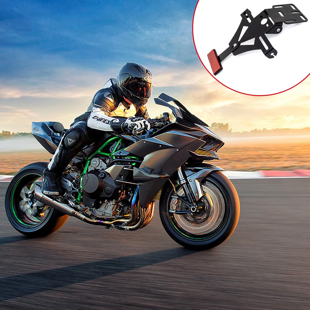 Portatarga Moto, Porta Targa Moto Regolabili con Luce Targa, Staffa Portatarga Per Universale Supporto Per Fanale Posteriore Targa Per Moto