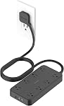 TESSAN Flat Plug Power Bars with Surge Protector 1080J, 10 Ft | Extension Cord Indoor, Multiple Outlets, Wall Mounted Charging Station for Home Office Dorm Room, Gray