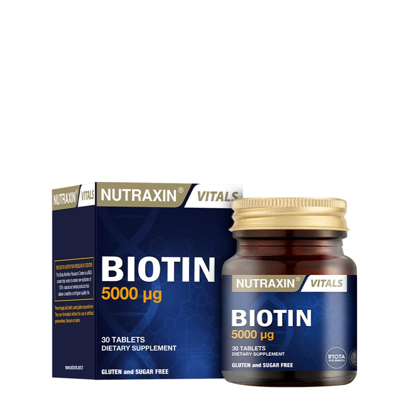 Nutraxin Biotin 5000mcg, 30 Tablets - Hair Growth Supplement with Vitamin B7 for Skin, Nails, Energy & Metabolism - Gluten & Lactose-Free - 1 Tablet/Day,1 Month Supply for Adults