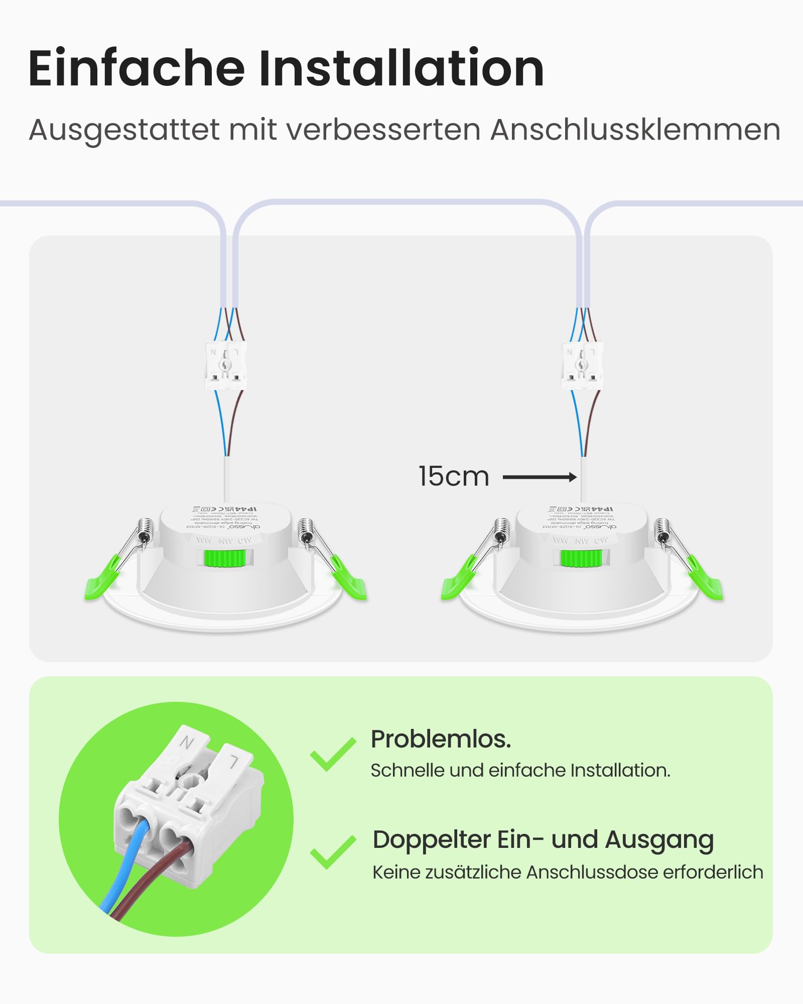 ALUSSO LED Einbaustrahler 230V Dimmbar 68mm 7W Ultra Flach IP44 LED Spots Warmweiß Neutralweiß Kaltweiß Deckenspots für Badezimmer Küche Wohnzimmer, Weiss, 6er Set