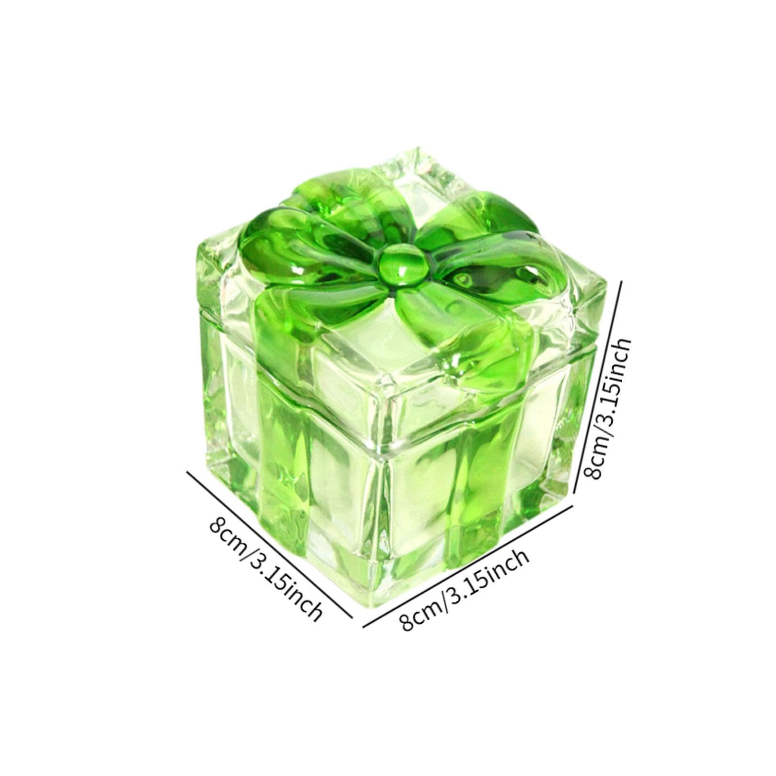 YWJLQH Candy Jar Sugar Bowl Glass Sugar Jar Square Container Candy Dish with Bowknot Lid for Food Cookies Seasoning Wedding Party, Green Small