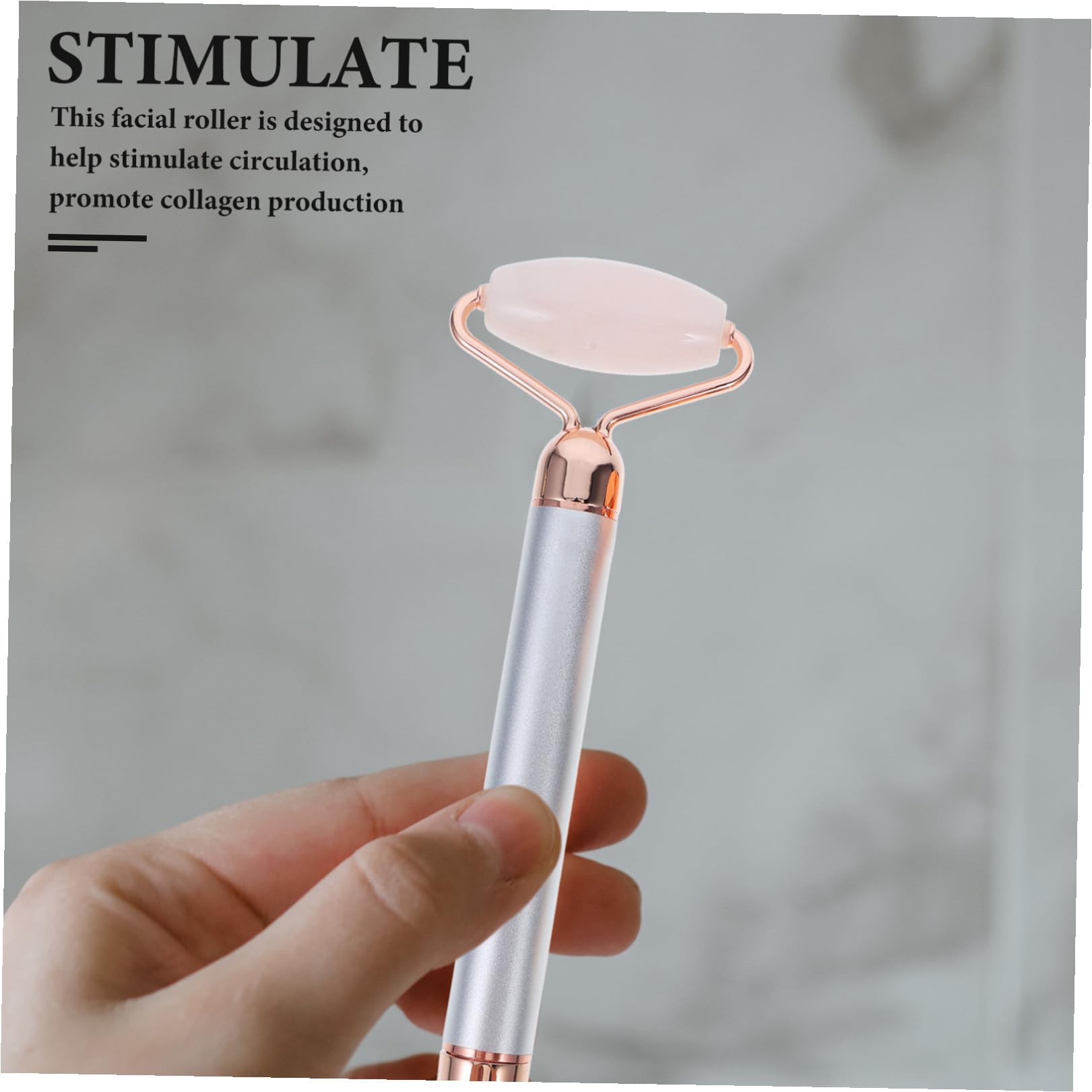 Healeved Rullo Massaggiante Facciale 3-in-1 in Jade e Zinco Funzione Anti-invecchiamento e Rilassamento Muscolare per Cura Pelle Viso Donna Argento
